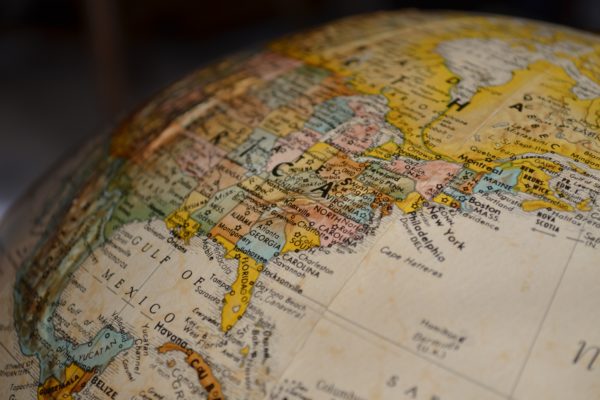 A close up picture of a globe